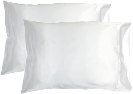 Inter Wealthy Store Set of 2 Pillowcase Silky Satin Queen Size White Color