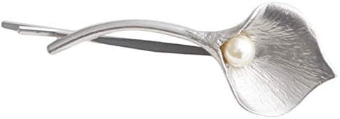 DONGMING Women Metal Leaf Hair Clips Faux Pearl Hairpin Fashion Decorative Bobby Pins Hair Side Clip Barrette Pin Hair Accessories,Silver