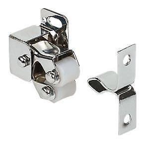 Ironmongery World 10 x Double Twin Roller Catch Caravan Cupboard Cabinet Door Catch Latch + Screws in 3 Finishes - Zinc/Silver
