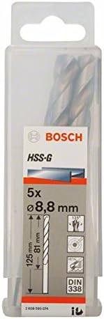 Bosch 5x PRO Metal HSS-G Twist Drill Bit Standard Length (for Non-ferrous metals, Steel, diameter 8,80 mm