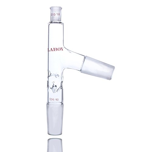 Laboy HMA017101 Glass 3 way Distilling Adapter Vigreux with 10/30 Top Thermometer Joint and 24/40 Lower Joints