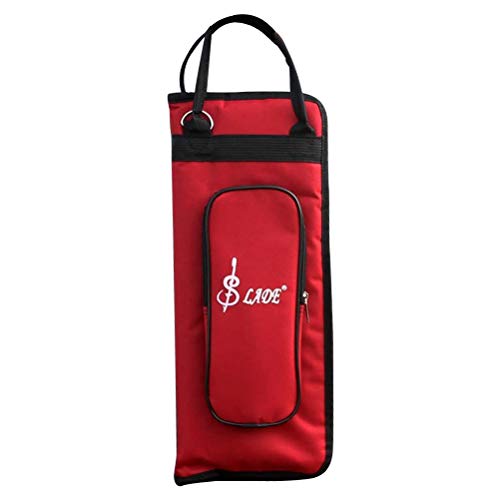 Vaorwne Drumstick Bag Case Drum Stick Holder Percussion Drum Mallet Bag with External Pocket and Floor Tom Hooks, Red