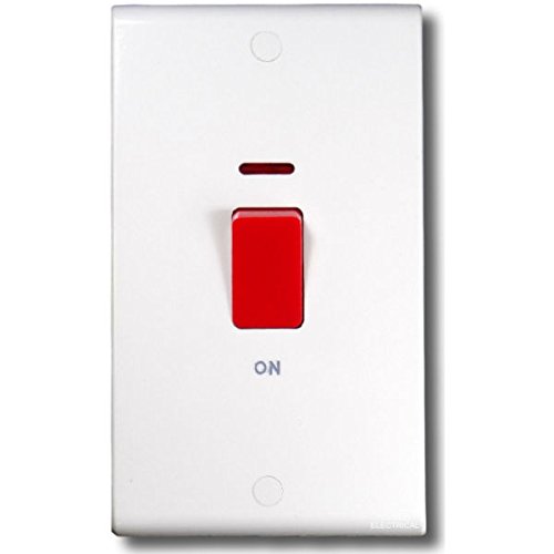 Deta S1301P Double Pole Switch with Neon 2 Gang 45 Amp