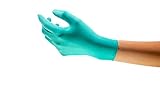Ansell Touch N Tuff 92-500 Nitrile Glove, Chemical Resistant, Powdered, Disposable, Rolled Beaded Cuff, 9.5