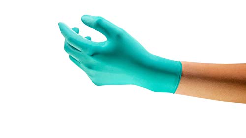 Ansell Touch N Tuff 92-500 Nitrile Glove, Chemical Resistant, Powdered, Disposable, Rolled Beaded Cuff, 9.5
