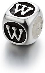Alphabet Charm Beads A to Z Letter Initial W by AnalysisyLove Fits Charm Bracelets and Necklaces