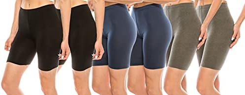 6 Pack Women Cotton Biker Shorts in 
