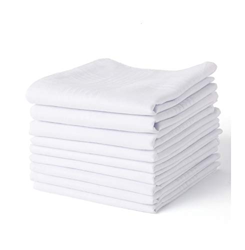 Men's Handkerchiefs,100% Cotton,White Hankie, Pack of 12 Pieces