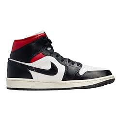 Jordan Women's WMNS Air 1 MID, Black/Gym Red Sail, 8
