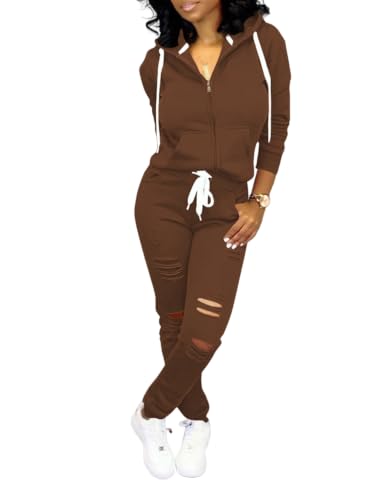 Jogging Suits for Women 2 Piece Long Sleeve Zip Up Hoodie and Pants Set at Amazon