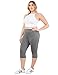 Yogareflex Women's Plus Size Active Yoga Running Sports Capris Legging (XL-4XL) , Gray , XXXX-Large