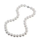 KEZEF Creations Cream White 10mm Simulated Faux Pearl Necklace Hand Knotted Strand 16 Inch