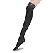 Zelta Women's Lace Top Over the Knee Socks Stocking Knee-High Hosiery Soft Cotton (Black)
