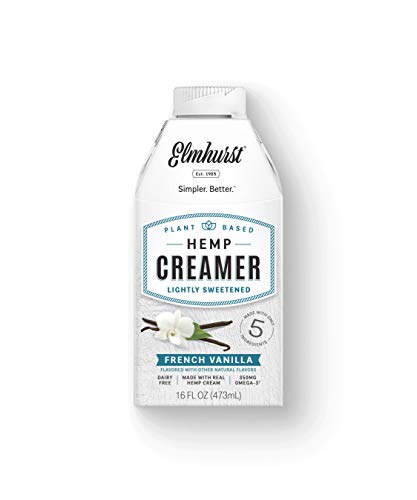 Elmhurst French Vanilla Non Dairy Hemp Coffee Creamer, 16 Ounce (Pack of 6)