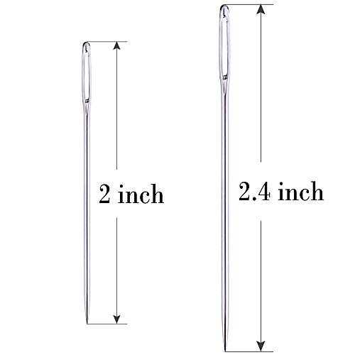 Large Eye Hand Sewing Needles (15 Pcs) - 2 Sizes (2.4", 2") and 3 Clear Storage Tubes