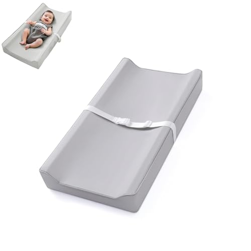 Baby Changing Pad, Waterproof Diaper Changing Pad for Dresser and Table, Leather Wipeable and Easy to Clean, Light Grey 78 * 40 * 11Cm ﻿