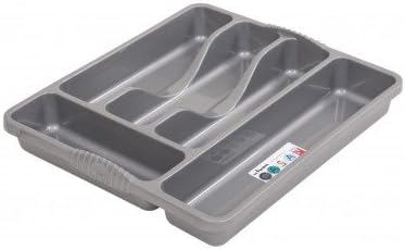 Wham Silver 5 Compartment Plastic Cutlery Holder Tray Drawer Organiser Rack