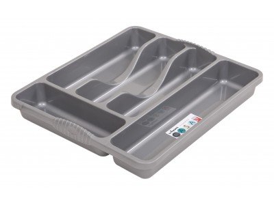 Wham Silver 5 Compartment Plastic Cutlery Holder Tray Drawer Organiser Rack