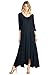 12 Ami Solid 3/4 Sleeve Pocket Loose Maxi Dress Black L