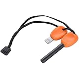 Ferro Rod Survival Swedish FireSteel Fire Starter Flint Striker Scraper with Emergency Whistle Orange