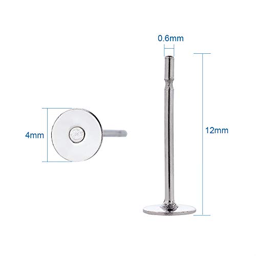 Craftdady 500Pcs Hypoallergenic Stainless Steel Flat Round Blank Peg Earrings Posts Flat Pad Ear Stud Components Earring Making Findings 12x4mm - Thumbnail 6