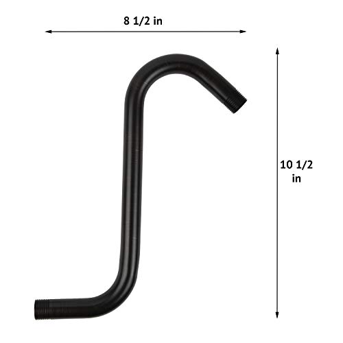 High Rise Shower Arm with Flange,"S" Shaped Shower Head Extension Arm, 10 inch Oil Rubbed Bronze