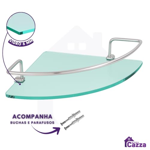 Kit 02 Porta Shampoo Suporte De Banheiro Shampoo Canto Vidro 6mm