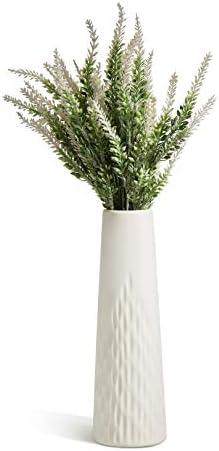 Opps Artificial Lavender Flowers Bouquet with Special White Ceramic Vase for Home, Party & Wedding Décor – White