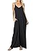 CALIPESSA Womens Summer Beach Loose Casual Flowy Tank Cami Long Maxi Dresses Black M