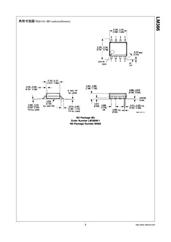 National Semiconductor LM386N-1 Semiconductor, Low Voltage, Audio Power Amplifier, Dip-8, 3.3 mm H x 6.35 mm W x 9.27 mm L (Pack of 10) - Thumbnail 6