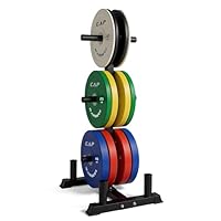 CAP Barbell 2-Inch Olympic Bumper Plate Weight Set with 6 Post Rack | 100-370 lbs | Multiple Options