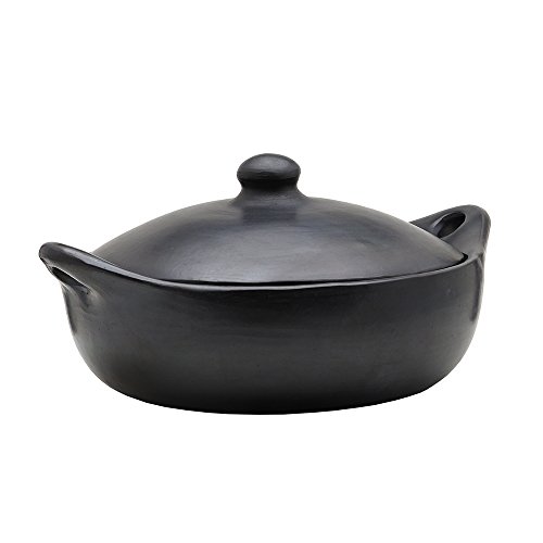 Black Clay Cooking Pot With Lid Medium (3 Quarts) Handmade in La Chamba, Colombia, Rustic, 100