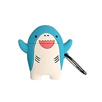 lehaha Blue Shark Soft Silicone Protective Cover Case with Carabiner for Airpods 1/2