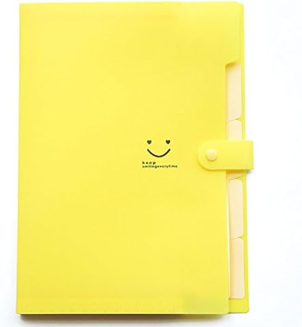 Cute Accordion Folder Organizer Lateral Portable Pocket A4 Paper Office Expanding File Jackets (Yellow)