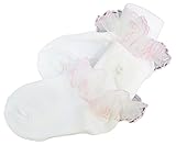Lito Girls Ruffle Dress Ankle Socks With Lace & Pearls