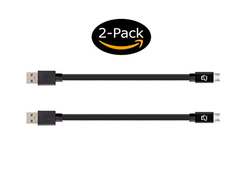 CreatePros Premium Micro USB to USB Cable for Samsung, LG, Nexus, Motorola, Android Smartphones and Tablets â€“ 0.5 Feet (6 inch) - Black, 2-Pack