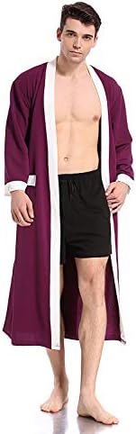 Like2Sea Waffle Robe for Men, V-Neck Knee Length Kimono Bathrobe