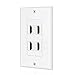 TNP HDMI Wall Plate (4 Port, White) HDMI Face Plate Socket Insert Jack Outlet Panel Mount Support 4K 60Hz HDR ARC/eARC Full HD 3D Ethernet High Speed Cable Extension Coupler f/Projector & Home