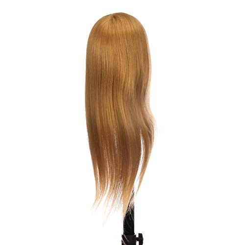 Kaleurrier Female Mannequin Head with 22 inches Human Hair Blonde Dummy Head Practice Doll Head Cosmetology and Hairdressing Hair Styling Training Head Model Manikin With Free Table Clamp (Color:Gold) - Thumbnail 2