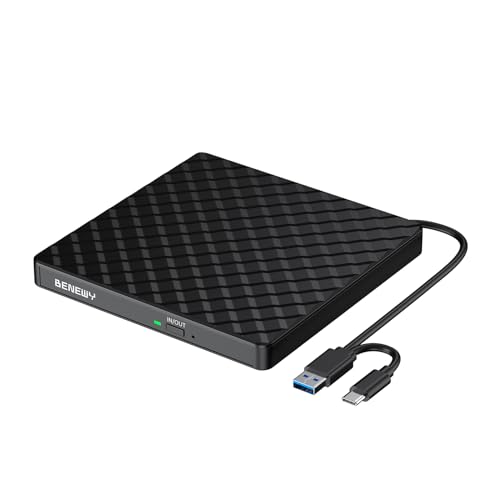 USB 3.0 & Type C External Drive Writer Reader CD/DVD Player -/+RW for Laptop, Laptop, Desktop, Macbook Air/Pro for Windows 11/10/8.1/7/XP/Vista/Linux/MacOS Black