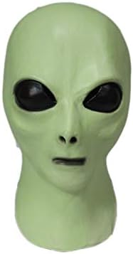 Latex Alien Head Mask UFO Extra Terrestrial ET Full head Mask Costume Prop Glow in the Dark (green)