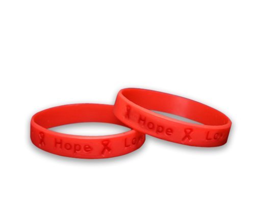 50 Red Awareness Silicone Bracelets (Wholesale Pack - 50 Bracelets)