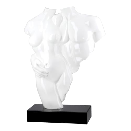 Casablanca Coppia Sculpture Made of Resin and Marble - Glossy - White - Couple Motif - Height 49 cm x Width 35 cm