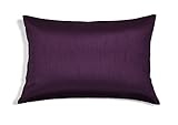 Aiking Home Solid Faux Silk Decorative Pillow Cover, Zipper Closure, 12 by 18 Inches, Eggplant