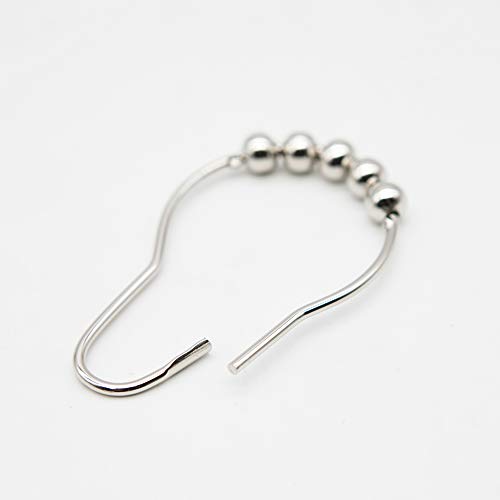 AMS Shower Curtain Hooks Rings - 100% Stainless Steel - Decorative with Polished Metal Frame,Set of 12 Rings (Nickel)