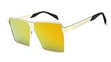YABINA Oversized Square Sunglasses Metal Frame Flat