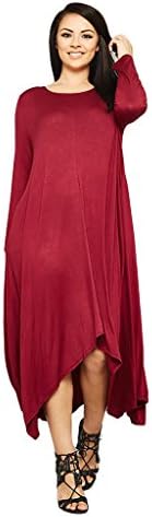 Women's Long Loose Casual Asymmetrical Oversize Handkerchief Hem Jersey Maxi Dress (Made In The USA)