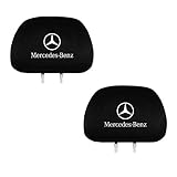 Fubai Auto Parts 2Pack for Mercedes Benz Embroidered Black Gray Fabric Headrest Cover Set (Mercedes-Benz)