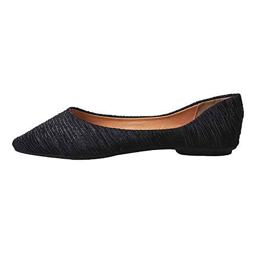 Meeshine Women's Pointy Toe Ballet Flats Comfortable Slip-on Classic Dress Shoes (Classic-Black US 10)