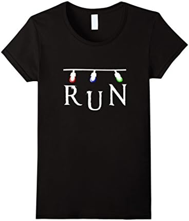 Womens Run! Strange Christmas Lights T-Shirt - TV Show Shirts Small Black